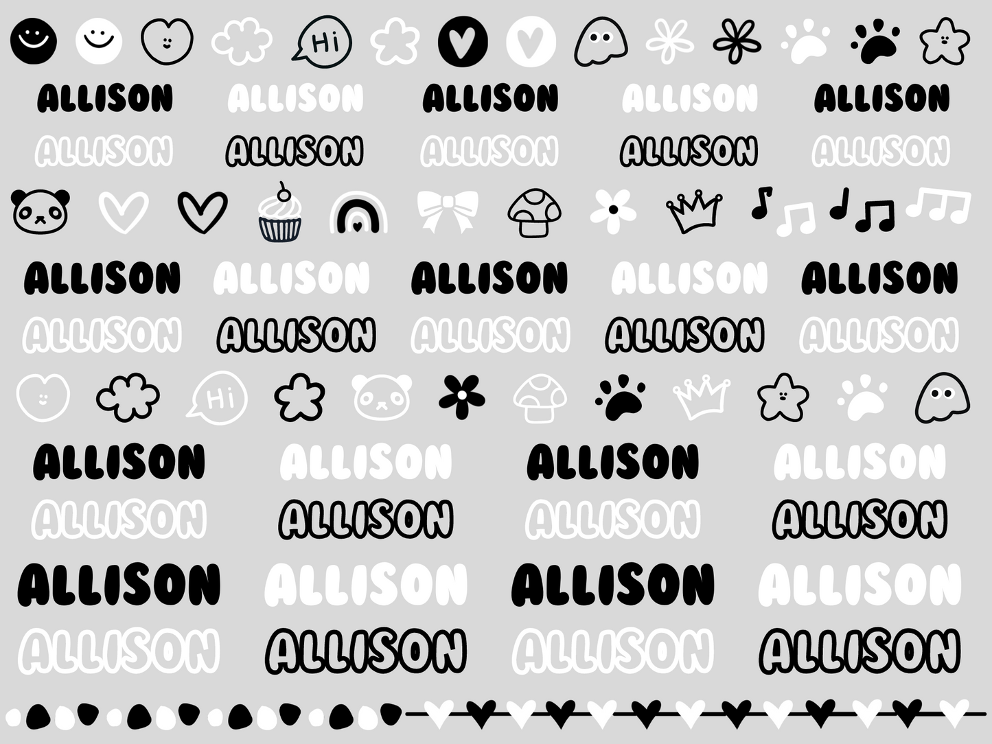 Name Labels - Black & White