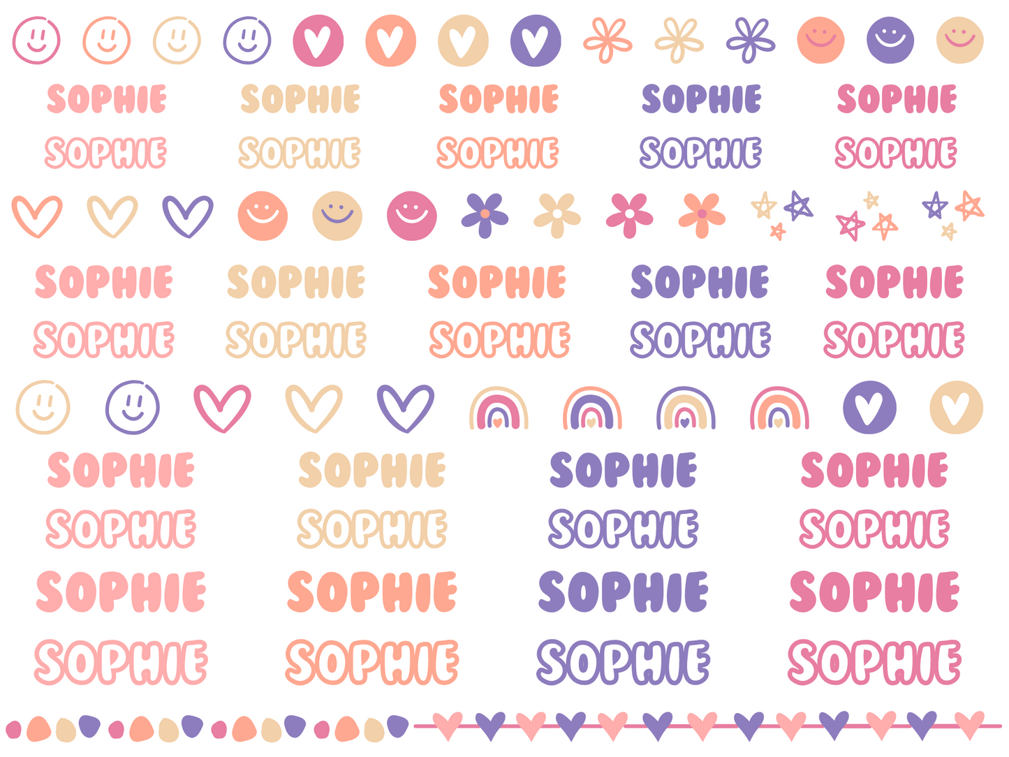 Name Labels - Pink & Purple