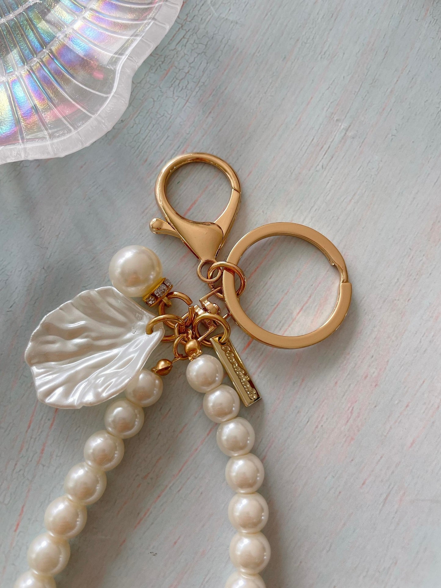 Pearl with Pompom Keychain