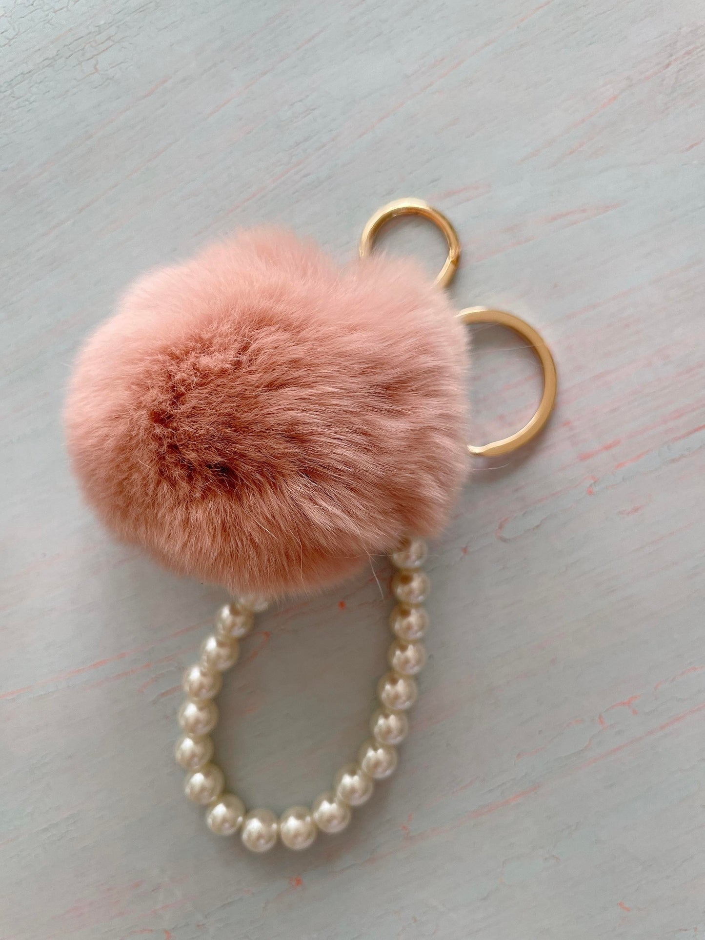 Pearl with Pompom Keychain